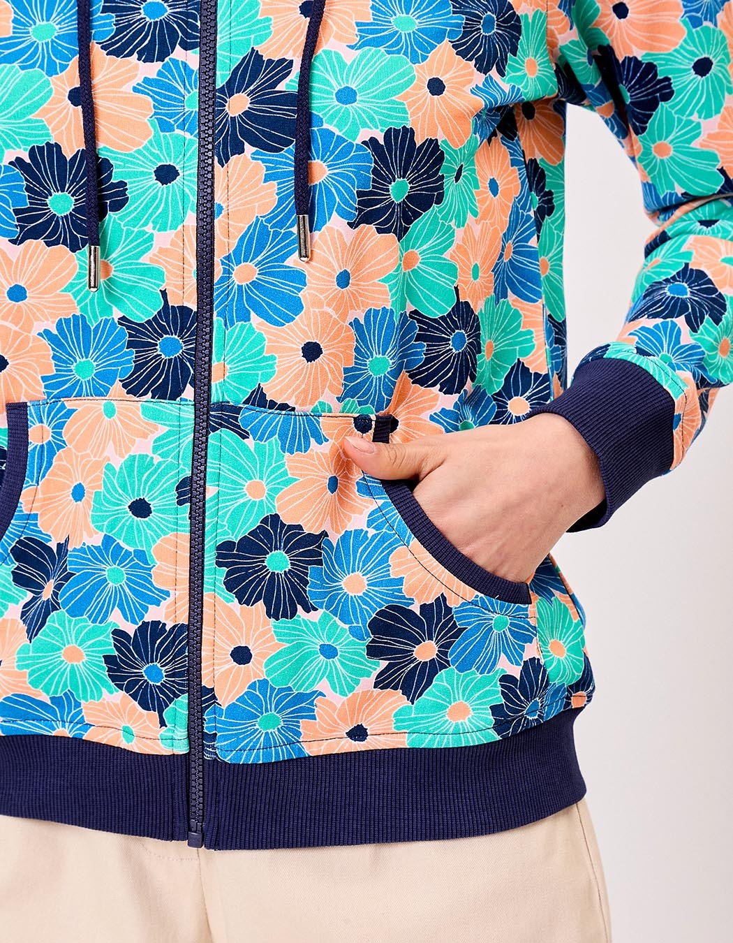 Gilet sweat coton bio zipp&eacute; imprim&eacute; imprim&eacute; La Fianc&eacute;e
