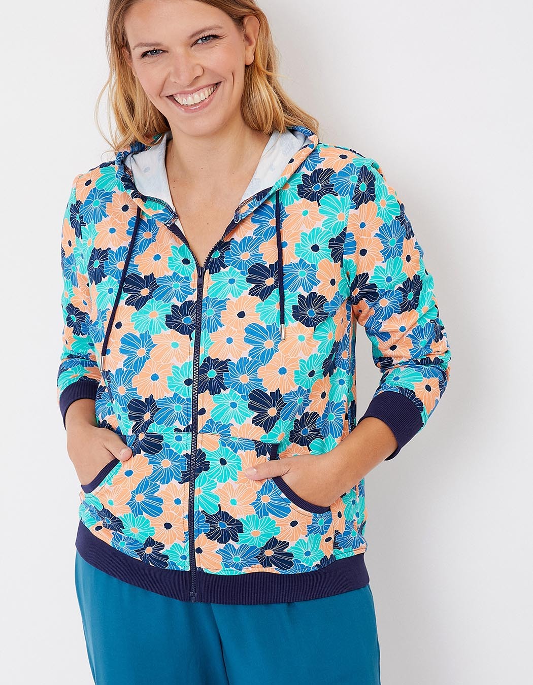 Gilet sweat coton bio zipp&eacute; imprim&eacute; imprim&eacute; La Fianc&eacute;e