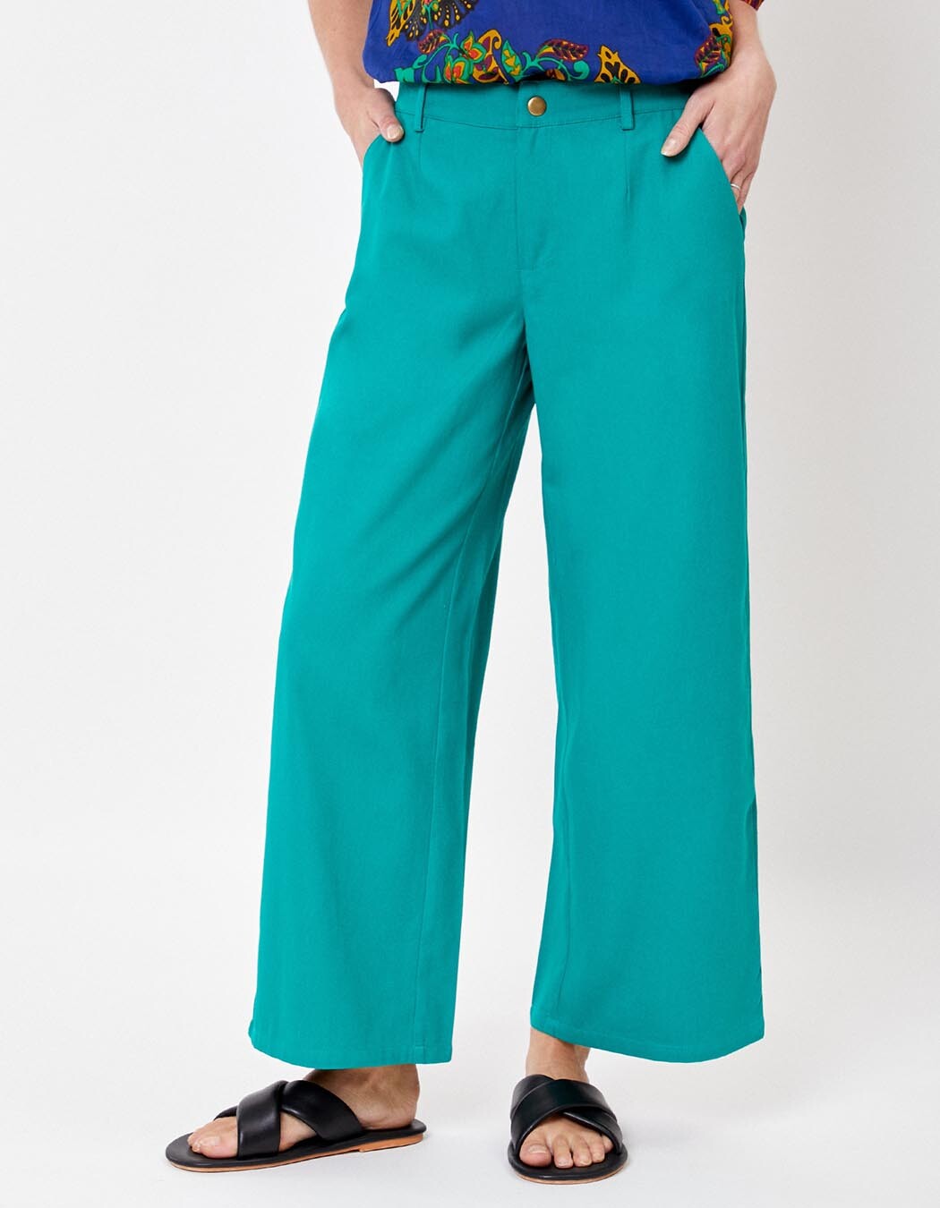 Pantalon évasé coton 7/8ème imprimé La Fiancée