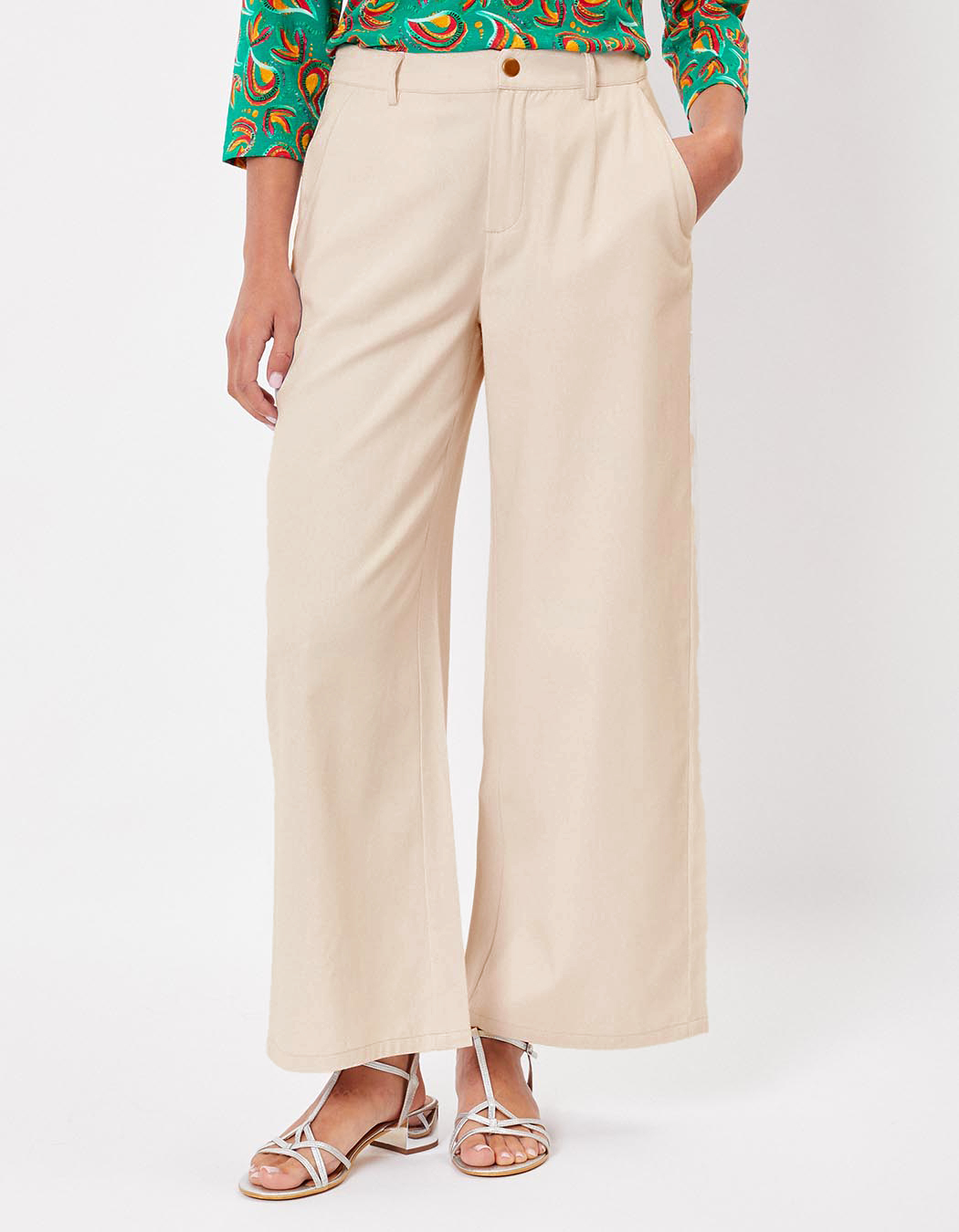 Pantalon évasé coton 7/8ème imprimé La Fiancée