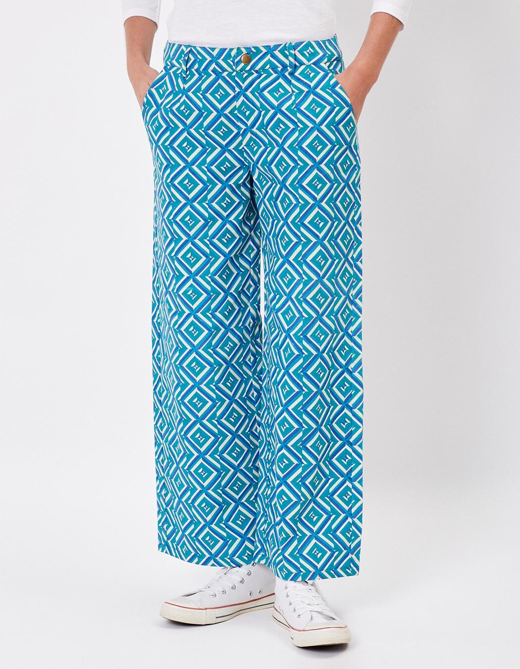 Pantalon évasé coton 7/8ème imprimé La Fiancée
