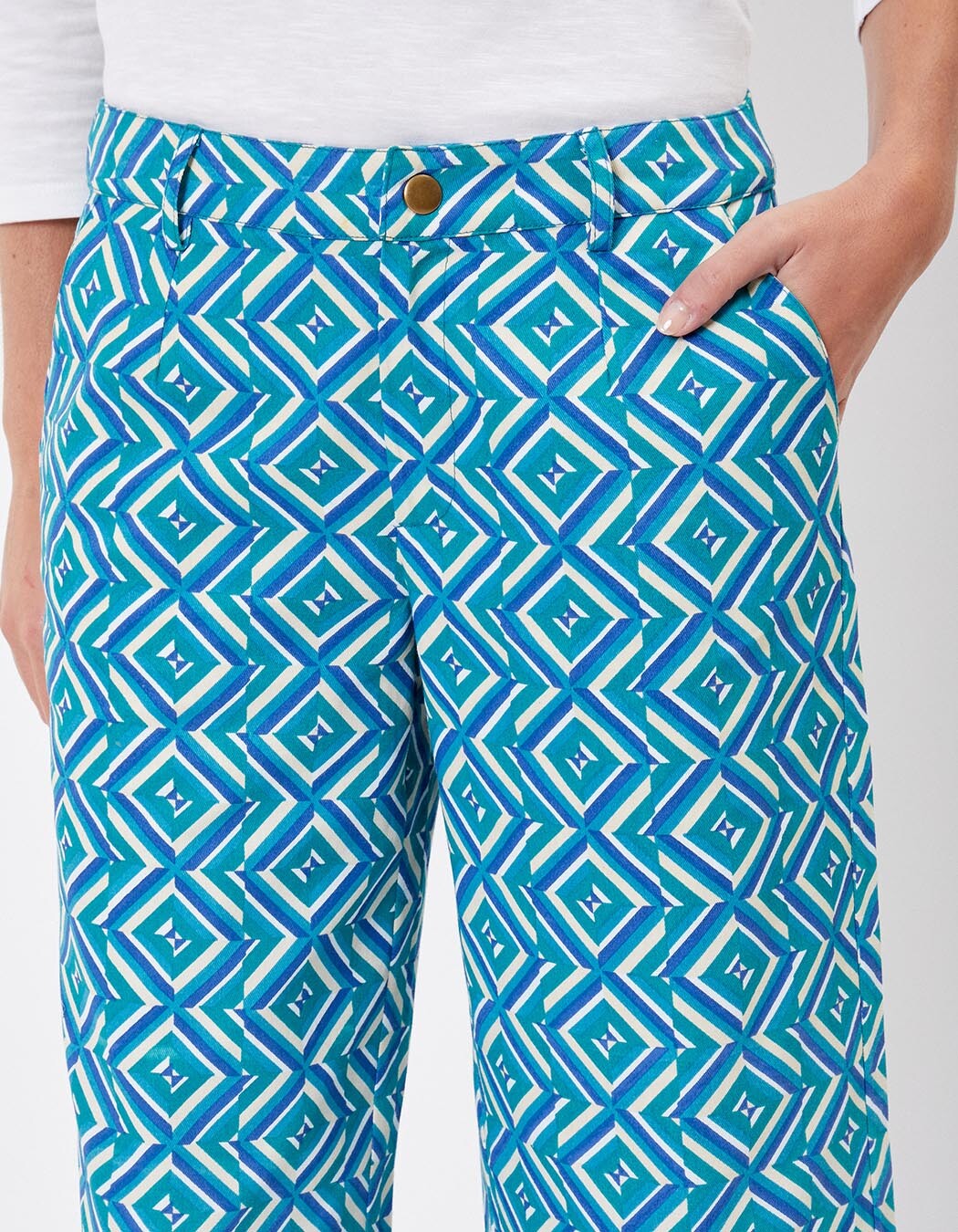 Pantalon évasé coton 7/8ème imprimé La Fiancée