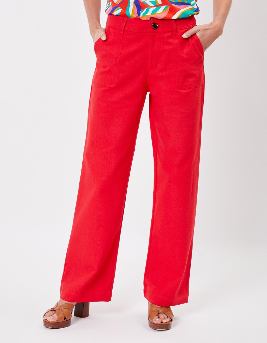 Pantalon droit coton bio &eacute;pais imprim&eacute; La Fianc&eacute;e