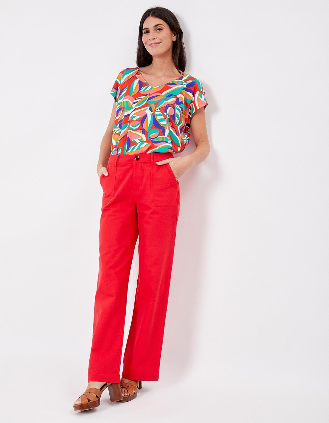 Pantalon droit coton bio &eacute;pais imprim&eacute; La Fianc&eacute;e