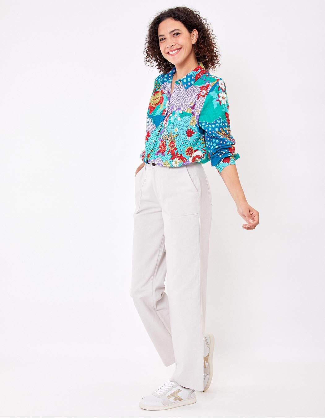 Pantalon droit coton bio épais imprimé La Fiancée