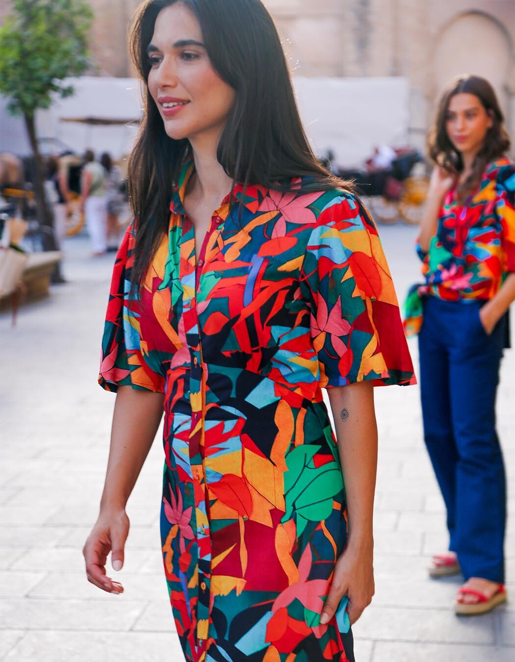 Robe chemise longue fluide imprimé La Fiancée