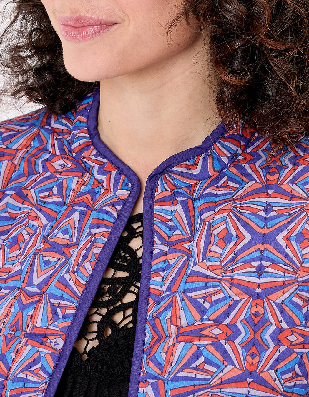 Veste matelassée doublée coton bio imprimé La Fiancée