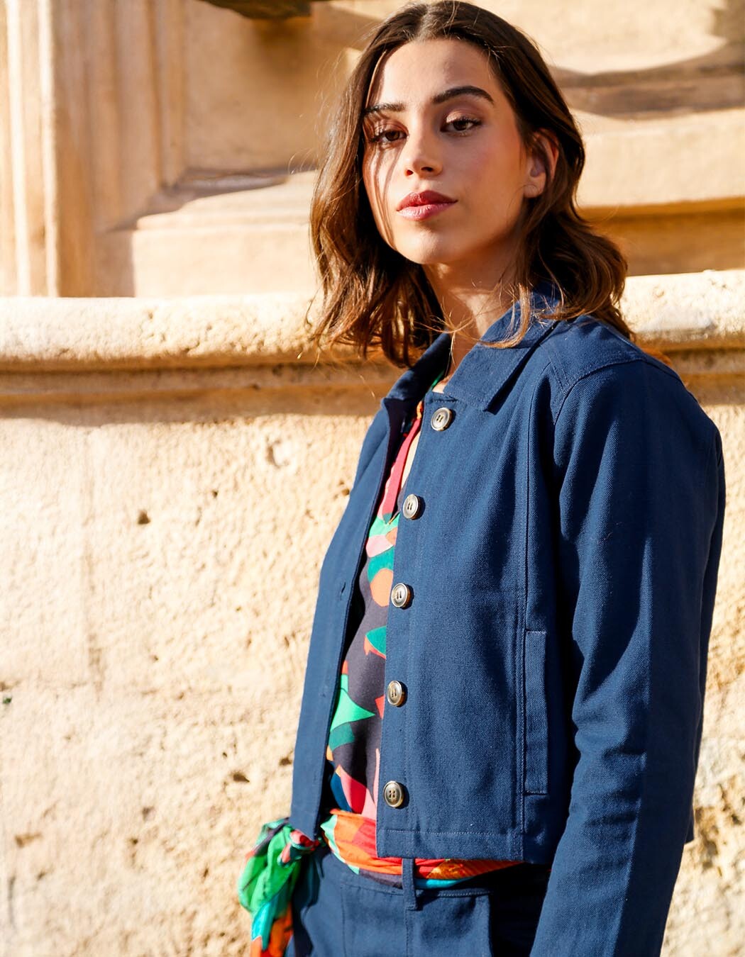 Veste courte en coton bio imprimé La Fiancée