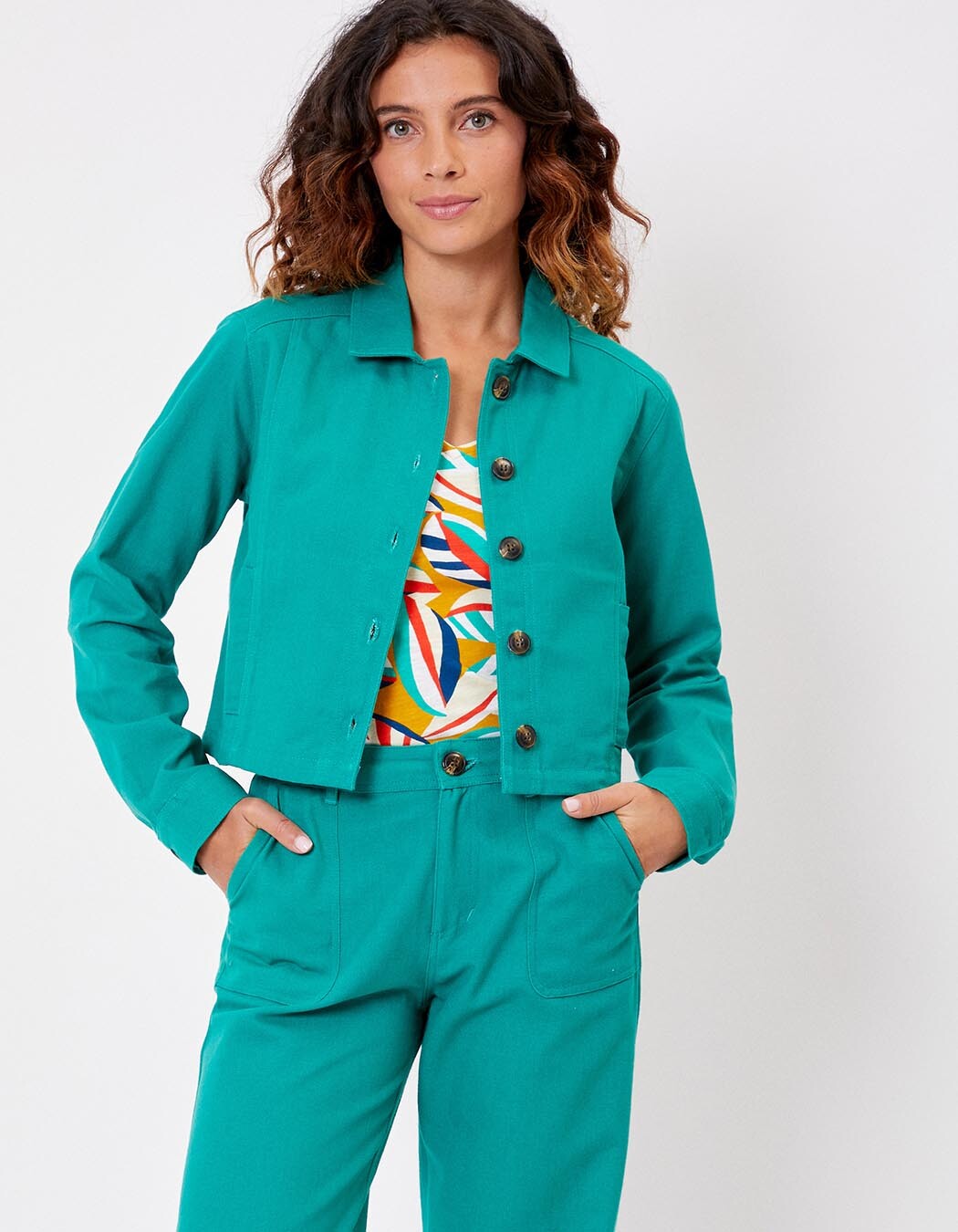 Veste courte en coton bio imprimé La Fiancée