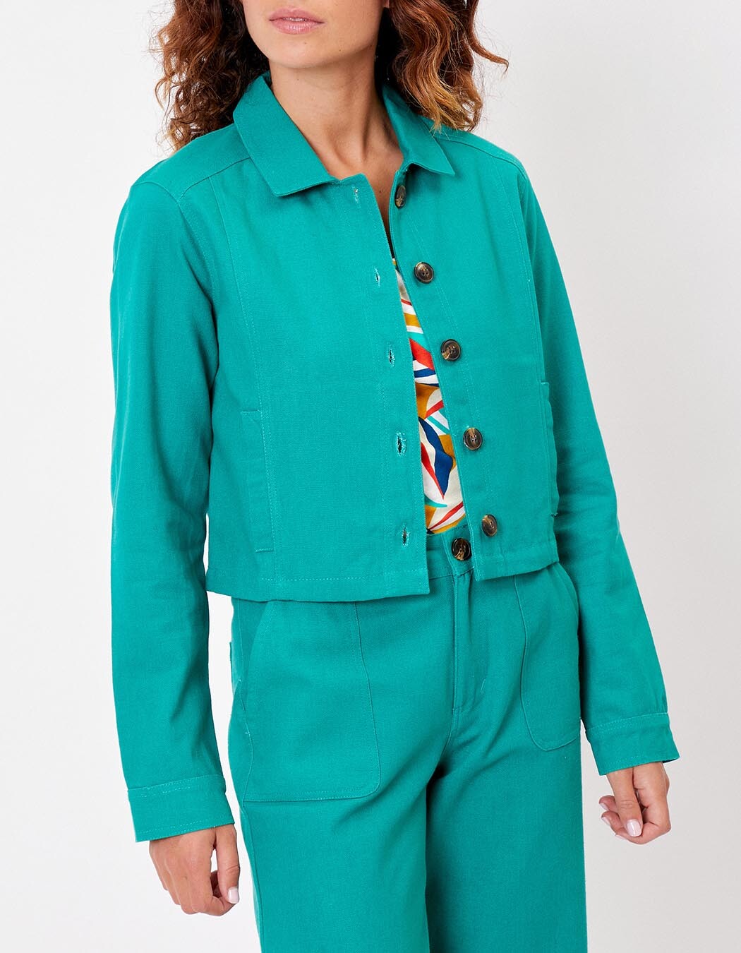 Veste courte en coton bio imprimé La Fiancée