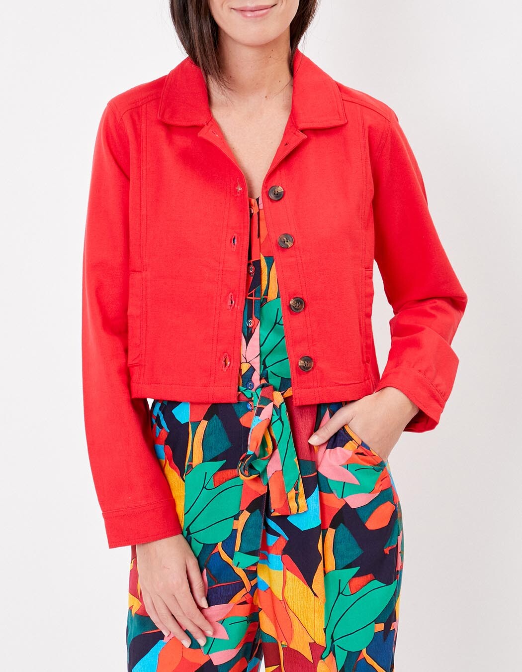 Veste courte en coton bio imprimé La Fiancée
