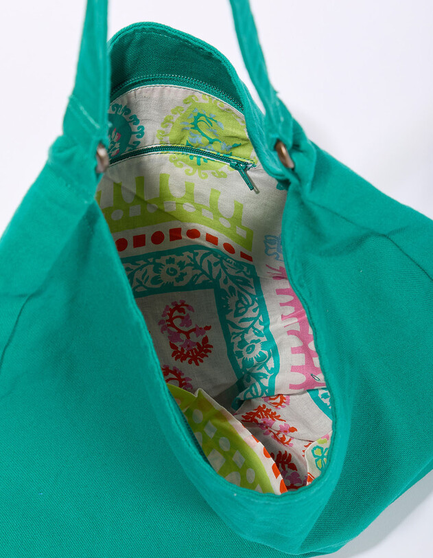 Sac besace coton brod&eacute; imprim&eacute; La Fianc&eacute;e