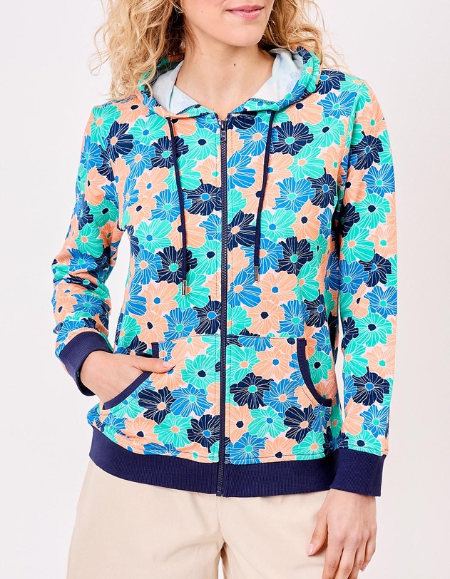 Gilet sweat coton bio zipp&eacute; imprim&eacute; imprim&eacute; La Fianc&eacute;e