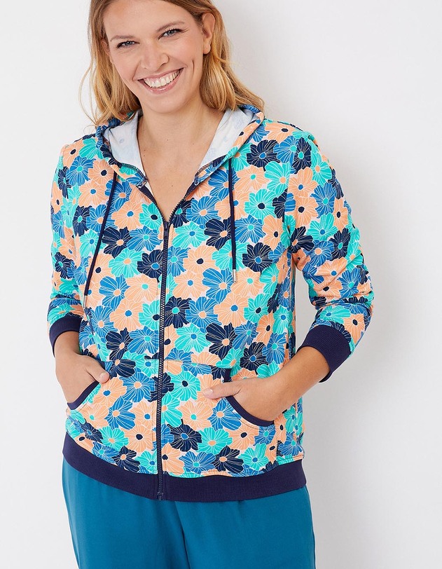 Gilet sweat coton bio zipp&eacute; imprim&eacute; imprim&eacute; La Fianc&eacute;e