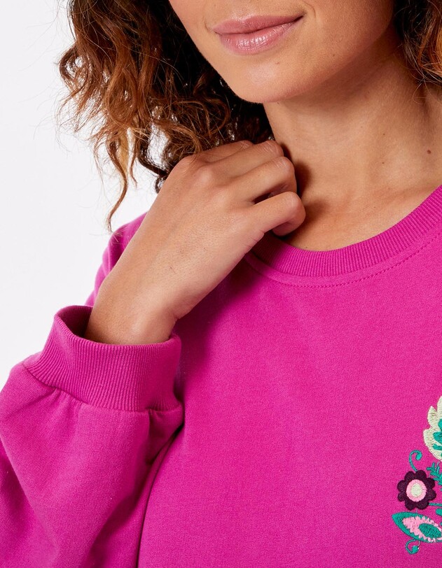 Sweat brod&eacute; coton biologique imprim&eacute; La Fianc&eacute;e