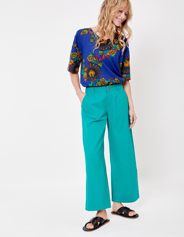 Pantalon &eacute;vas&eacute; coton 7/8&egrave;me imprim&eacute; La Fianc&eacute;e