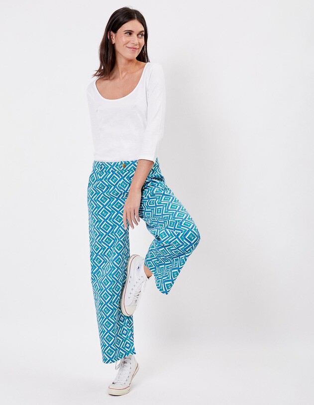 Pantalon &eacute;vas&eacute; coton 7/8&egrave;me imprim&eacute; La Fianc&eacute;e