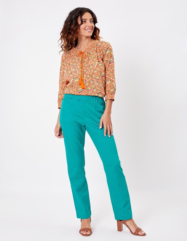 Pantalon cigarette coton imprim&eacute; La Fianc&eacute;e