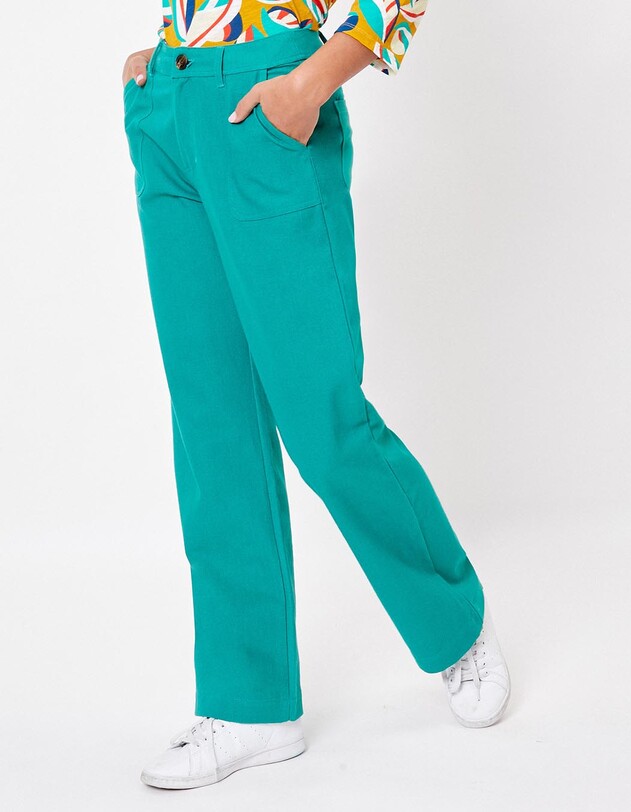 Pantalon droit coton bio &eacute;pais imprim&eacute; La Fianc&eacute;e