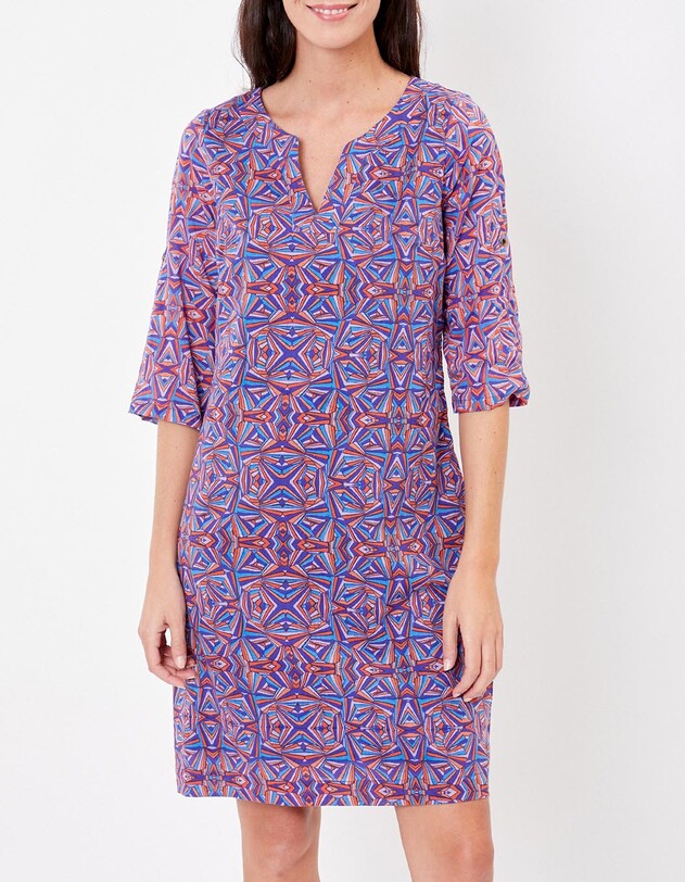 Robe col tunisien voile de coton bio imprim&eacute; La Fianc&eacute;e