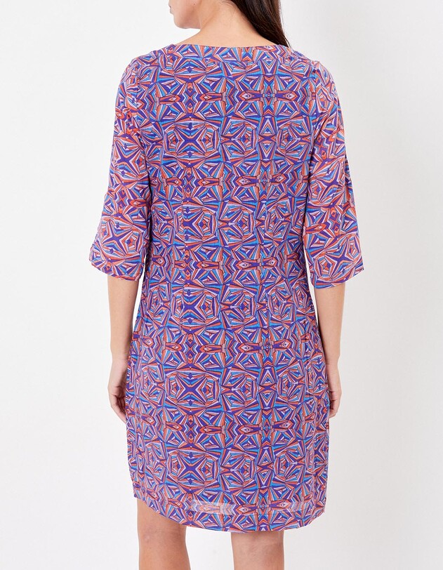 Robe col tunisien voile de coton bio imprim&eacute; La Fianc&eacute;e