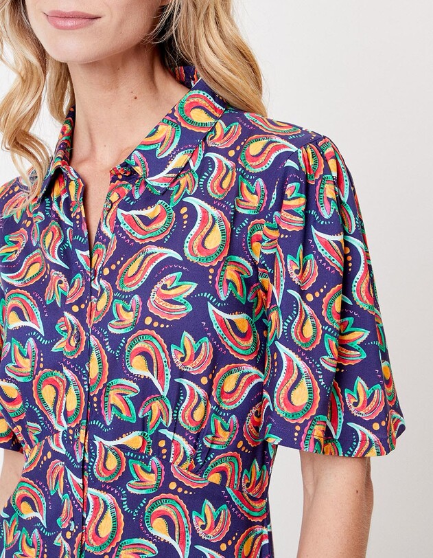 Robe chemise longue fluide imprim&eacute; La Fianc&eacute;e