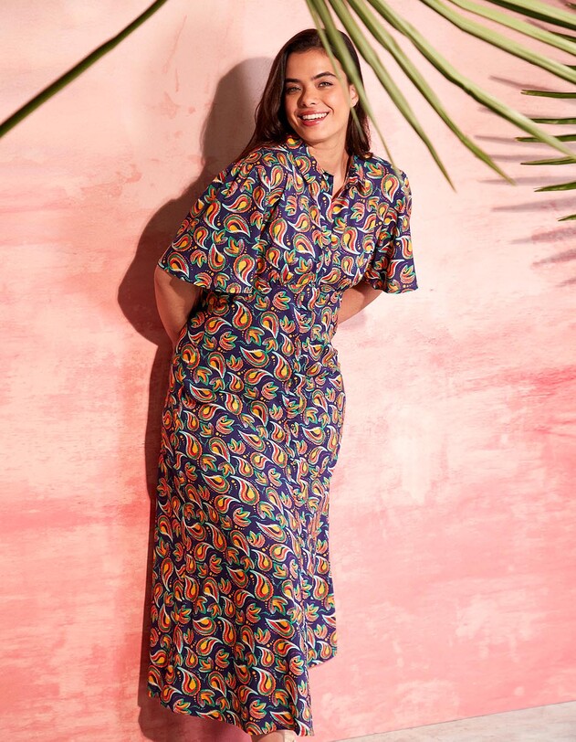 Robe chemise longue fluide imprim&eacute; La Fianc&eacute;e