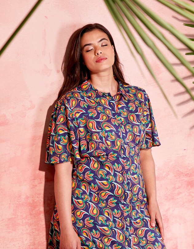 Robe chemise longue fluide imprim&eacute; La Fianc&eacute;e