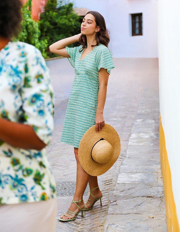 Robe ajust&eacute;e voile de coton bio imprim&eacute; La Fianc&eacute;e