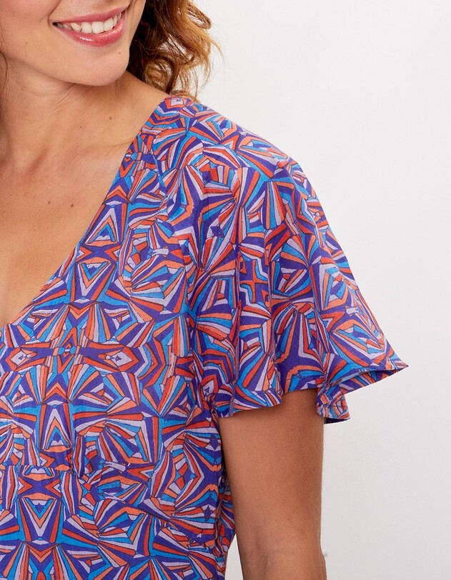 Robe ajust&eacute;e voile de coton bio imprim&eacute; La Fianc&eacute;e