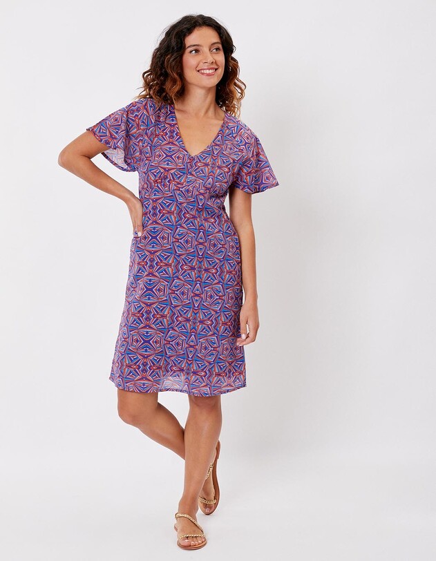 Robe ajust&eacute;e voile de coton bio imprim&eacute; La Fianc&eacute;e