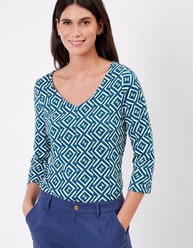 Tee-shirt coton flamm&eacute; bio manches 3/4 imprim&eacute; La Fianc&eacute;e