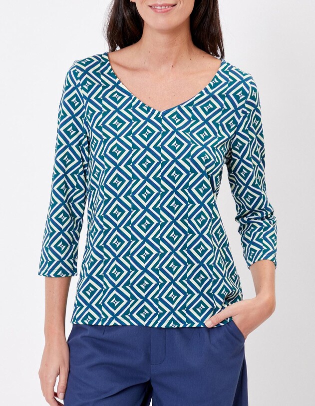 Tee-shirt coton flamm&eacute; bio manches 3/4 imprim&eacute; La Fianc&eacute;e