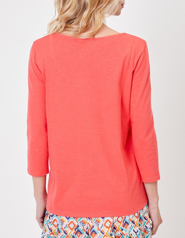 T-shirt uni coton flamm&eacute; bio manches 3/4 imprim&eacute; La Fianc&eacute;e