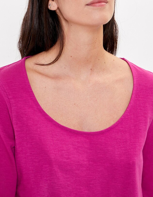 T-shirt uni coton flamm&eacute; bio manches 3/4 imprim&eacute; La Fianc&eacute;e