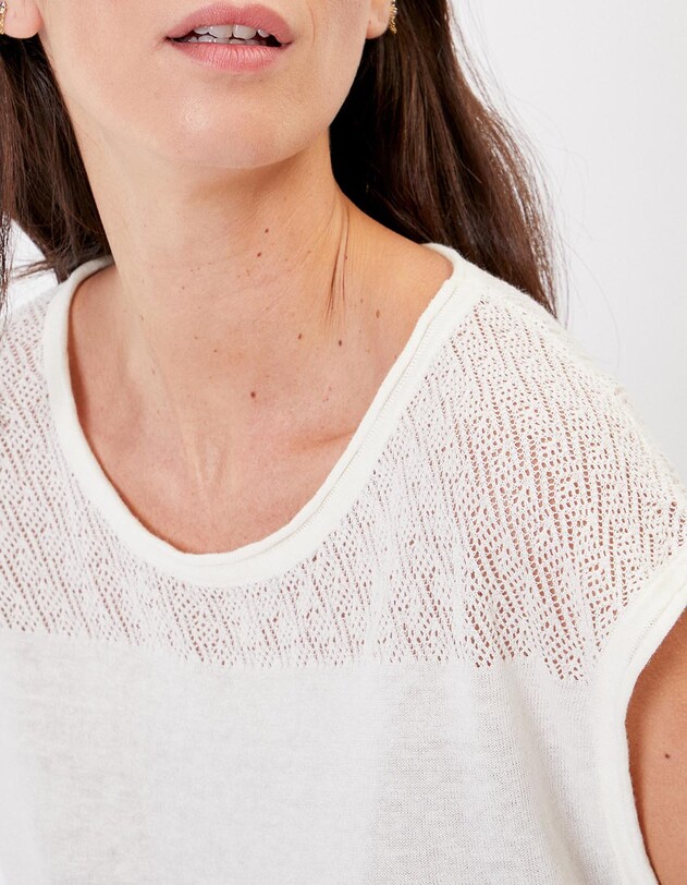 Top coton ajour&eacute; maille imprim&eacute; La Fianc&eacute;e
