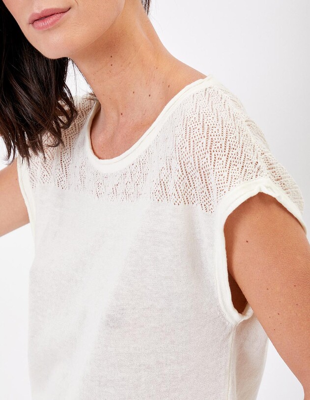 Top coton ajour&eacute; maille imprim&eacute; La Fianc&eacute;e