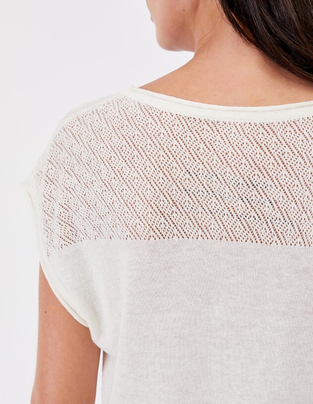 Top coton ajour&eacute; maille imprim&eacute; La Fianc&eacute;e