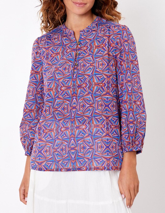 Blouse voile de coton bio col tunisien imprim&eacute; La Fianc&eacute;e