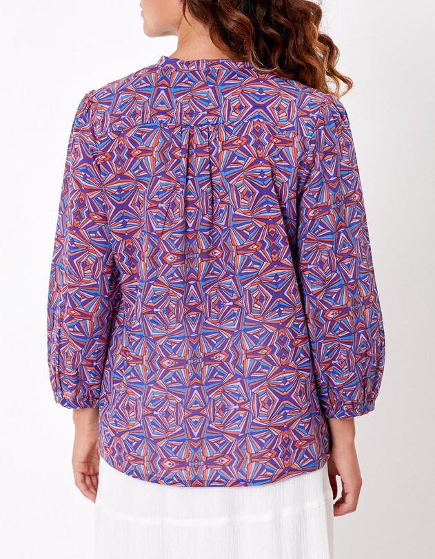 Blouse voile de coton bio col tunisien imprim&eacute; La Fianc&eacute;e