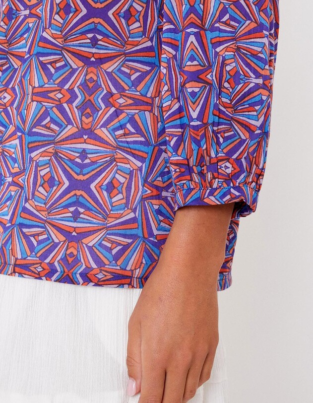Blouse voile de coton bio col tunisien imprim&eacute; La Fianc&eacute;e