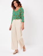 Pantalon évasé coton 7/8ème imprimé La Fiancée