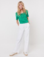 Pantalon droit coton bio épais imprimé La Fiancée