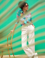 Pantalon droit coton bio épais imprimé La Fiancée