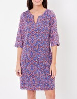 Robe col tunisien voile de coton bio imprimé La Fiancée