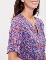Robe col tunisien voile de coton bio imprimé La Fiancée