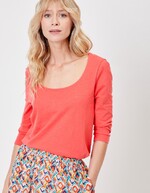 T-shirt uni coton flammé bio manches 3/4 imprimé La Fiancée