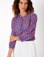 Blouse voile de coton bio col tunisien imprimé La Fiancée