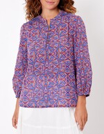 Blouse voile de coton bio col tunisien imprimé La Fiancée