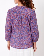 Blouse voile de coton bio col tunisien imprimé La Fiancée